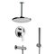 Chrome Tub and Shower Faucet Set with Rain Ceiling Shower Head and Hand Shower